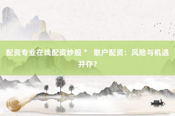 配资专业在线配资炒股 *   散户配资：风险与机遇并存？