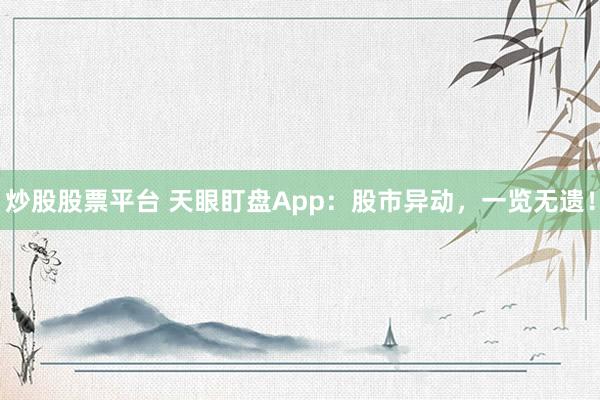 炒股股票平台 天眼盯盘App：股市异动，一览无遗！
