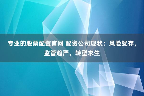 专业的股票配资官网 配资公司现状：风险犹存，监管趋严，转型求生