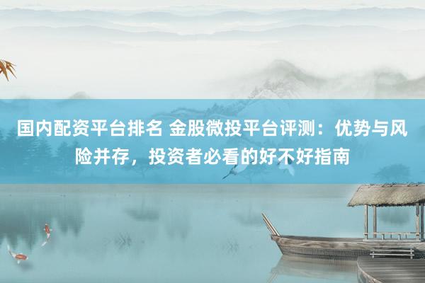 国内配资平台排名 金股微投平台评测：优势与风险并存，投资者必看的好不好指南