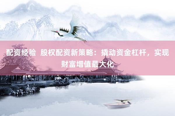 配资经验  股权配资新策略：撬动资金杠杆，实现财富增值最大化