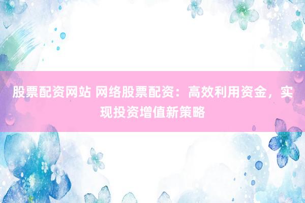 股票配资网站 网络股票配资：高效利用资金，实现投资增值新策略