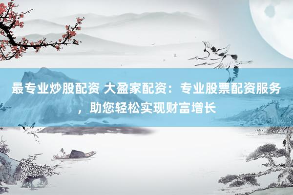 最专业炒股配资 大盈家配资：专业股票配资服务，助您轻松实现财富增长