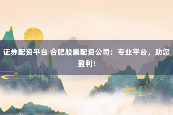 证券配资平台 合肥股票配资公司:专业平台,助您盈利!