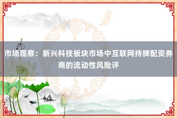 市场观察:新兴科技板块市场中互联网持牌配资券商的流动性风险评